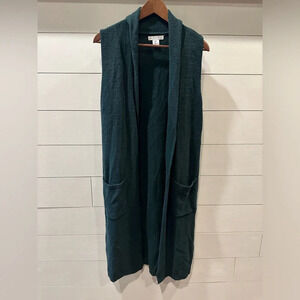 London Kate Dark Forest Green Sleeveless Cardigan- Small